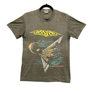 Vintage 1987 Boston Third Stage US Tour Shirt‎ Heather Gray Rock Band Tee S/M